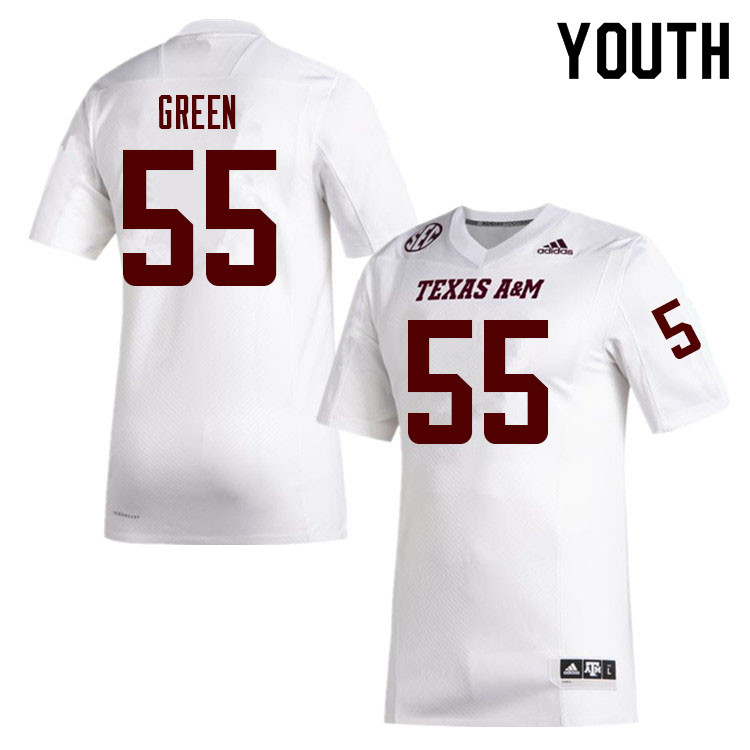 Youth #55 Kenyon Green Texas A&M Aggies College Football Jerseys Sale-White